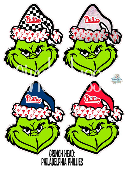 Christmas: Grinch Mean One With Philadelphia Phillies Santa Hat Cardstock Silicone Mold, Aroma Bead Molds