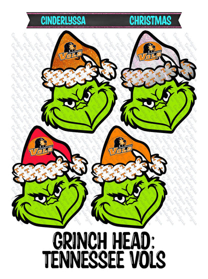 Christmas: Grinch Mean One With Tennessee Vols Santa Hat Cardstock Silicone Mold, Aroma Bead Molds