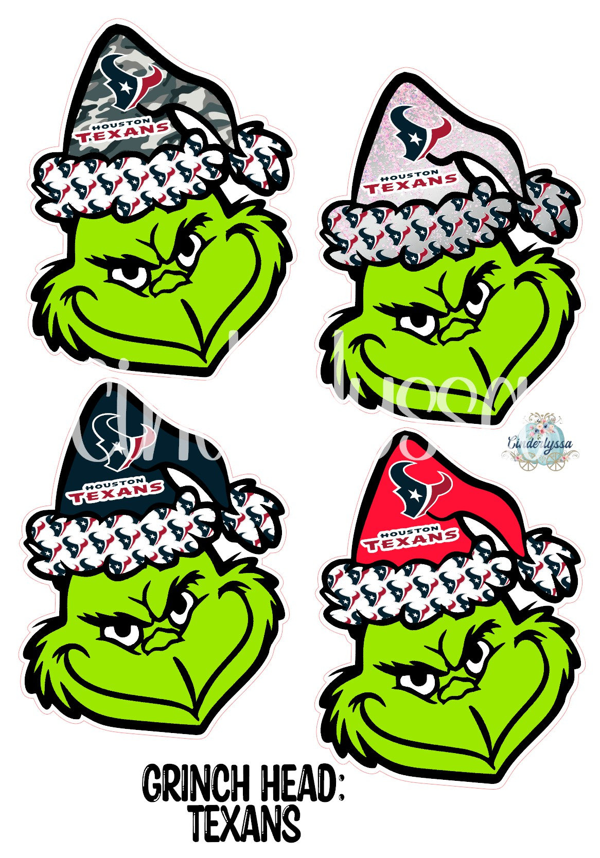 Christmas: Grinch Mean One With Houston Texans Santa Hat Cardstock Silicone Mold, Aroma Bead Molds