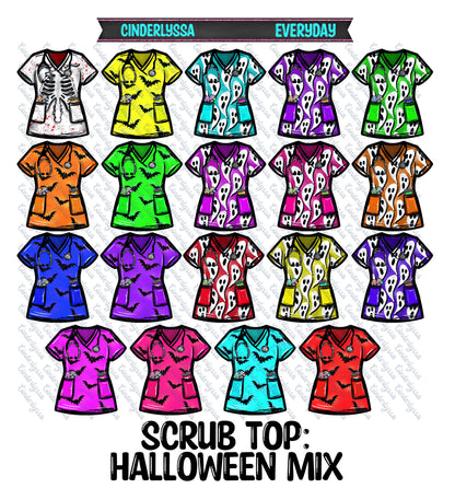 Scrub Top: Christmas, Halloween, Ghosts, Flowers, Tie Dye, Paw Prints and Leopard Print Cardstock Silicone Mold, Premium Cardstock Images