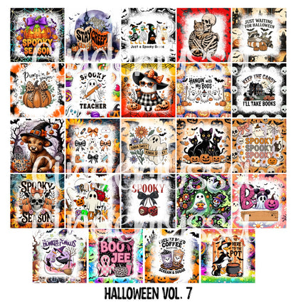 3 inch Square: Halloween Vol. 7 Theme Cardstock/Picture With Curved Edge Cardstock Silicone Mold, Aroma Bead Molds, Premium Cardstock Images