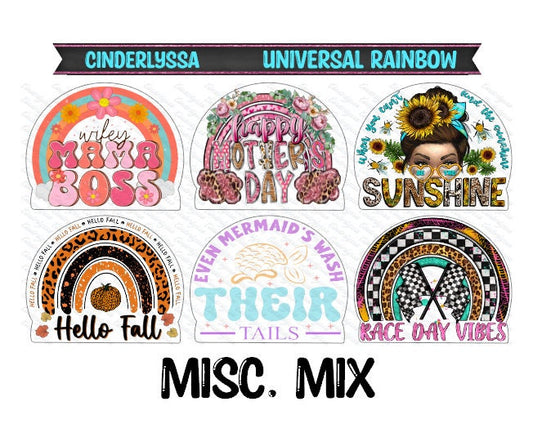 Universal Rainbow Design: Misc. Mix - Be the Sunshine, Happy Mothers Day, Racing Cardstock Silicone Mold, Aroma Bead Molds, Cardstock Images