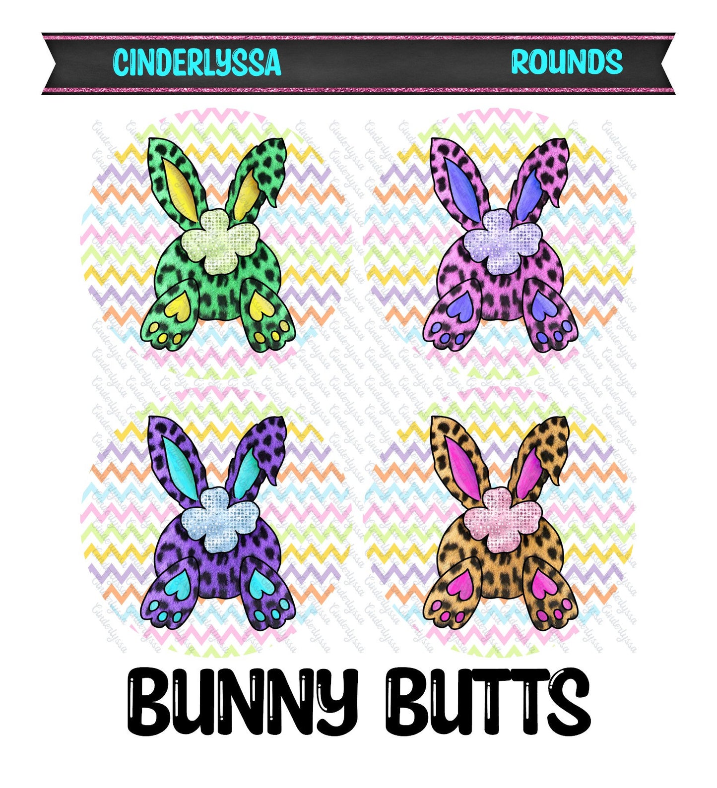 3 inch Round Bunny Butts Cardstock Only for freshies: for Aroma Bead Molds, Premium Cardstock Images