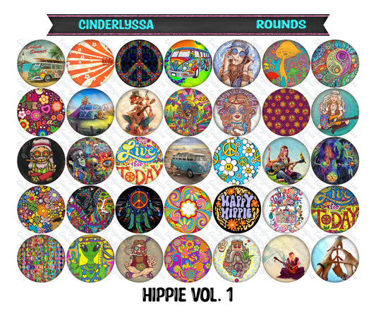 2.5 inch Round Hippie Vol. 1 Cardstock Only for freshies: Aroma Bead Molds, Premium Cardstock Images-NO MOLD