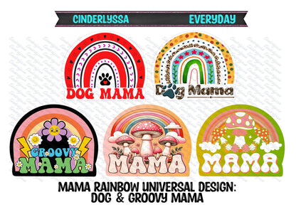 Universal Rainbow Design: Mama Mix - Dog, Boy, Girl, Groovy Mama Silicone Mold, Aroma Bead Molds, Car Freshener Mold, Cardstock Images