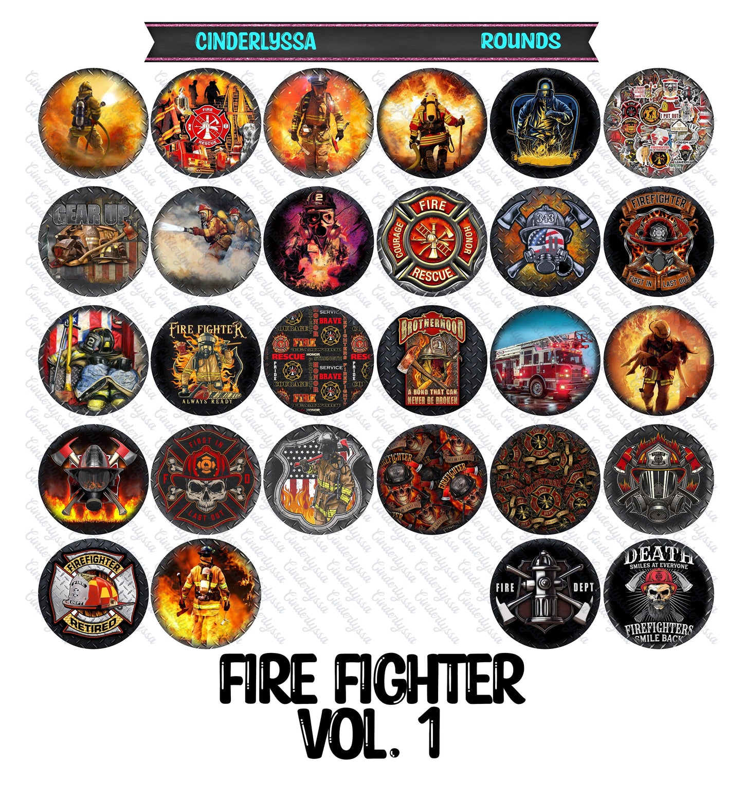 3.75 inch Round: Fire Fighter Vol. 1 Mix for Silicone Mold, for Aroma Bead Molds, Car Freshener, Premium Cardstock Images