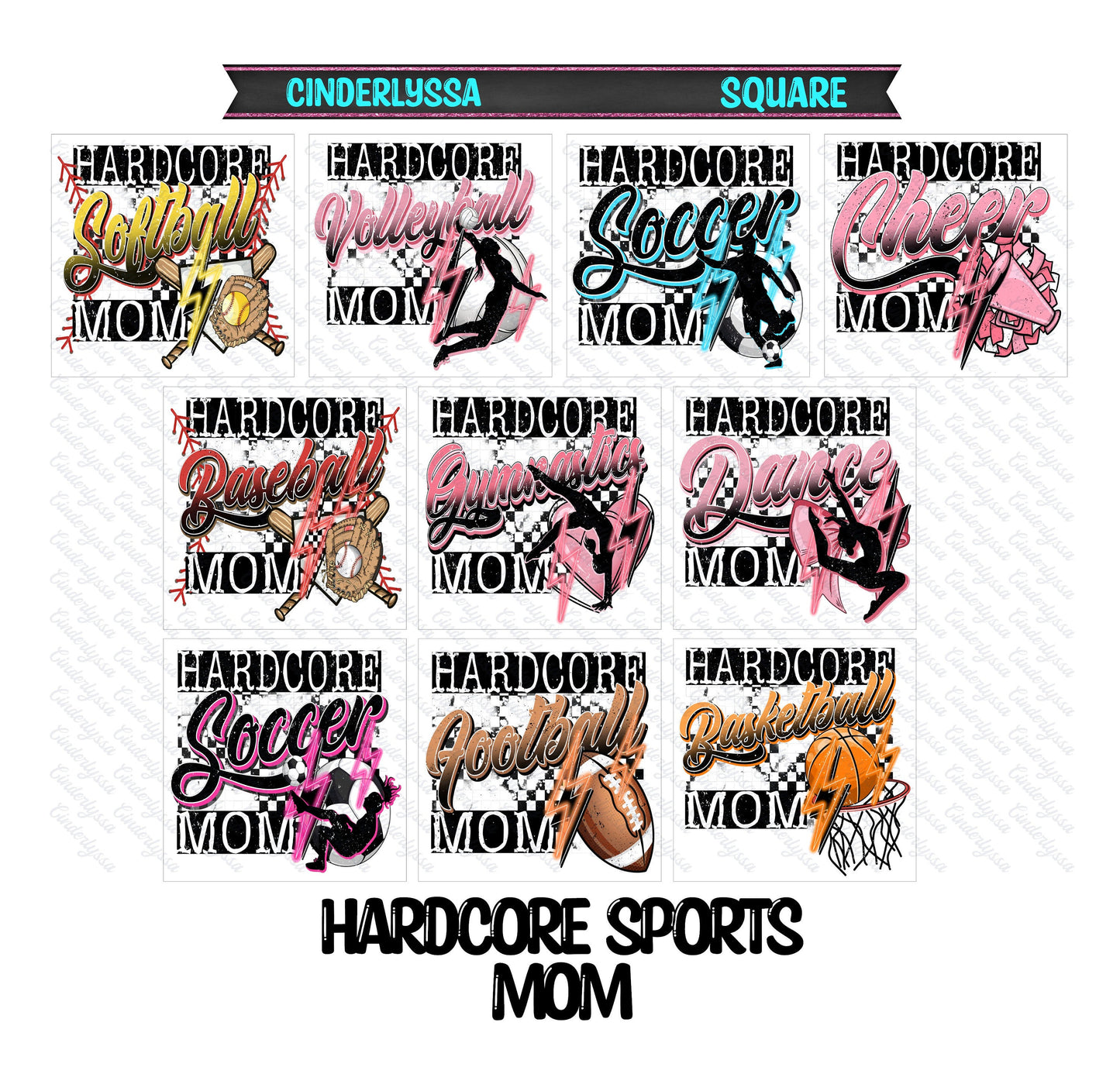 2.5 inch Square Hardcore Sports Mom Cardstock Only for freshies -NO MOLD: Car Freshener, for Aroma Bead Molds, Premium Cardstock Image