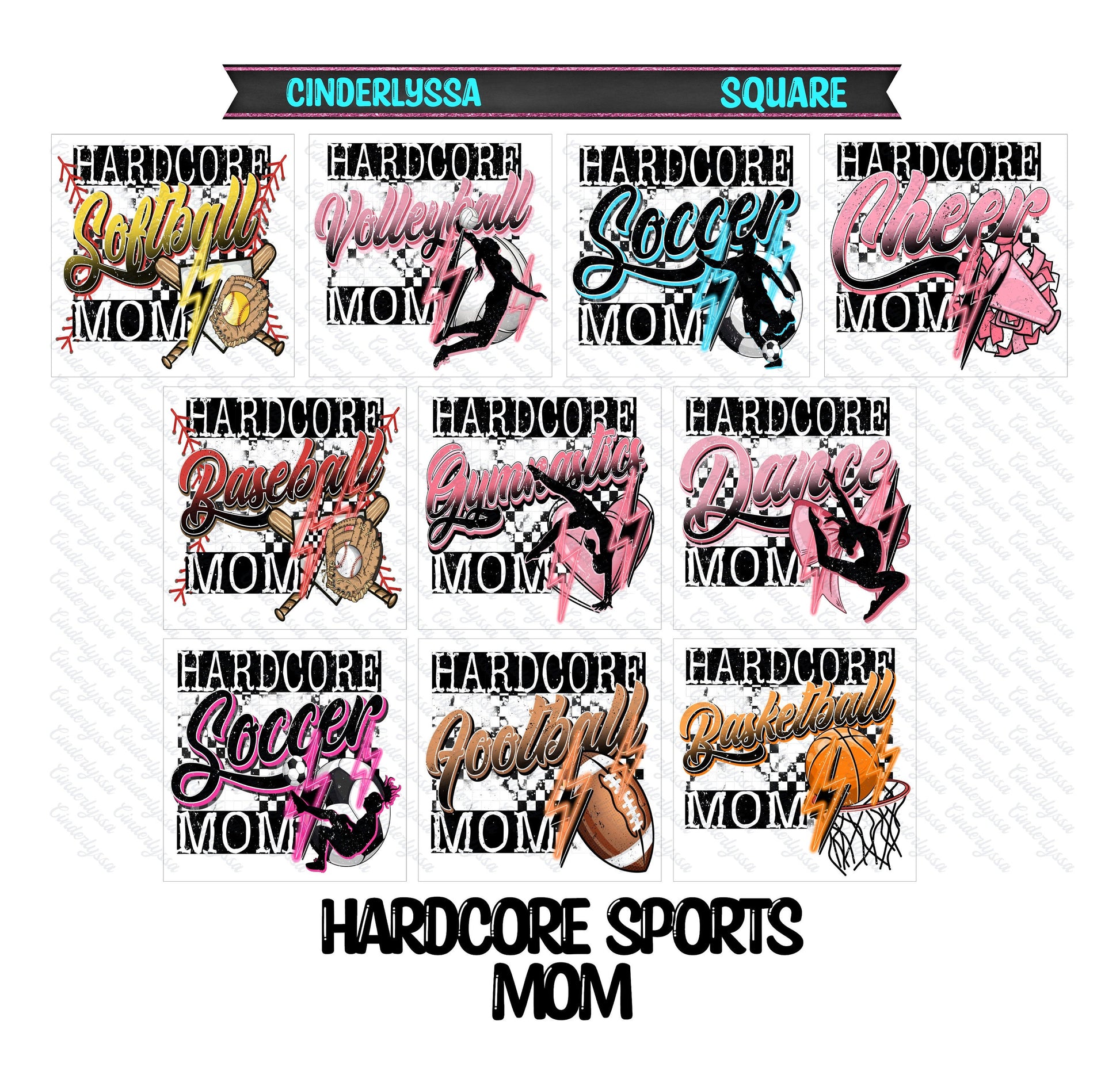 2.5 inch Square Hardcore Sports Mom Cardstock Only for freshies -NO MOLD: Car Freshener, for Aroma Bead Molds, Premium Cardstock Image