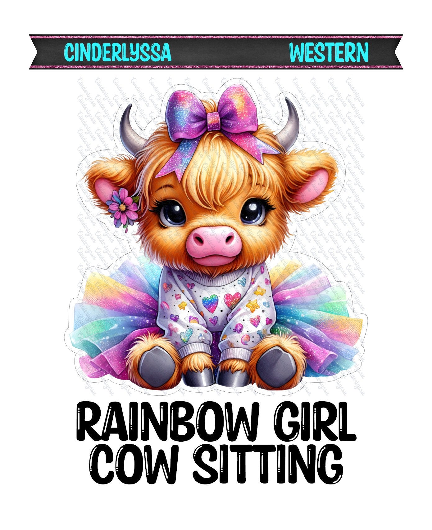 Rainbow Girl Cow Sitting with Tutu Silicone Mold, for Aroma Bead Molds, Car Freshener Mold, Premium Cardstock Images