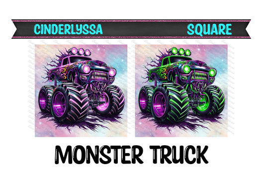 3 inch Square: Monster Truck Theme Cardstock/Picture With Beveled Edge Silicone Mold, Aroma Bead Molds, Car Freshener Mold