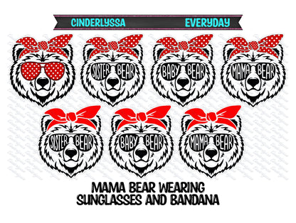 Mama Bear Wearing Sunglasses and Bandana for Silicone Mold, for Aroma Bead Molds, Car Freshener Mold, Premium Cardstock Images