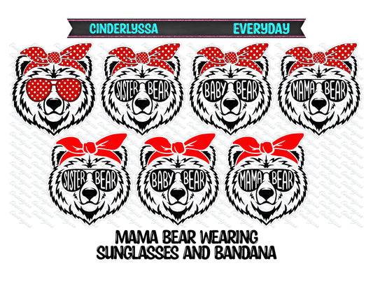 Mama Bear Wearing Sunglasses and Bandana for Silicone Mold, for Aroma Bead Molds, Car Freshener Mold, Premium Cardstock Images