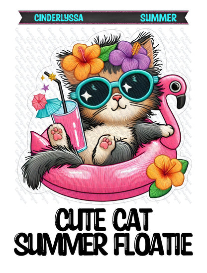 Cute Cat Summer Floatie Silicone Mold, Aroma Bead Molds, Car Freshener Mold, Premium Cardstock Images