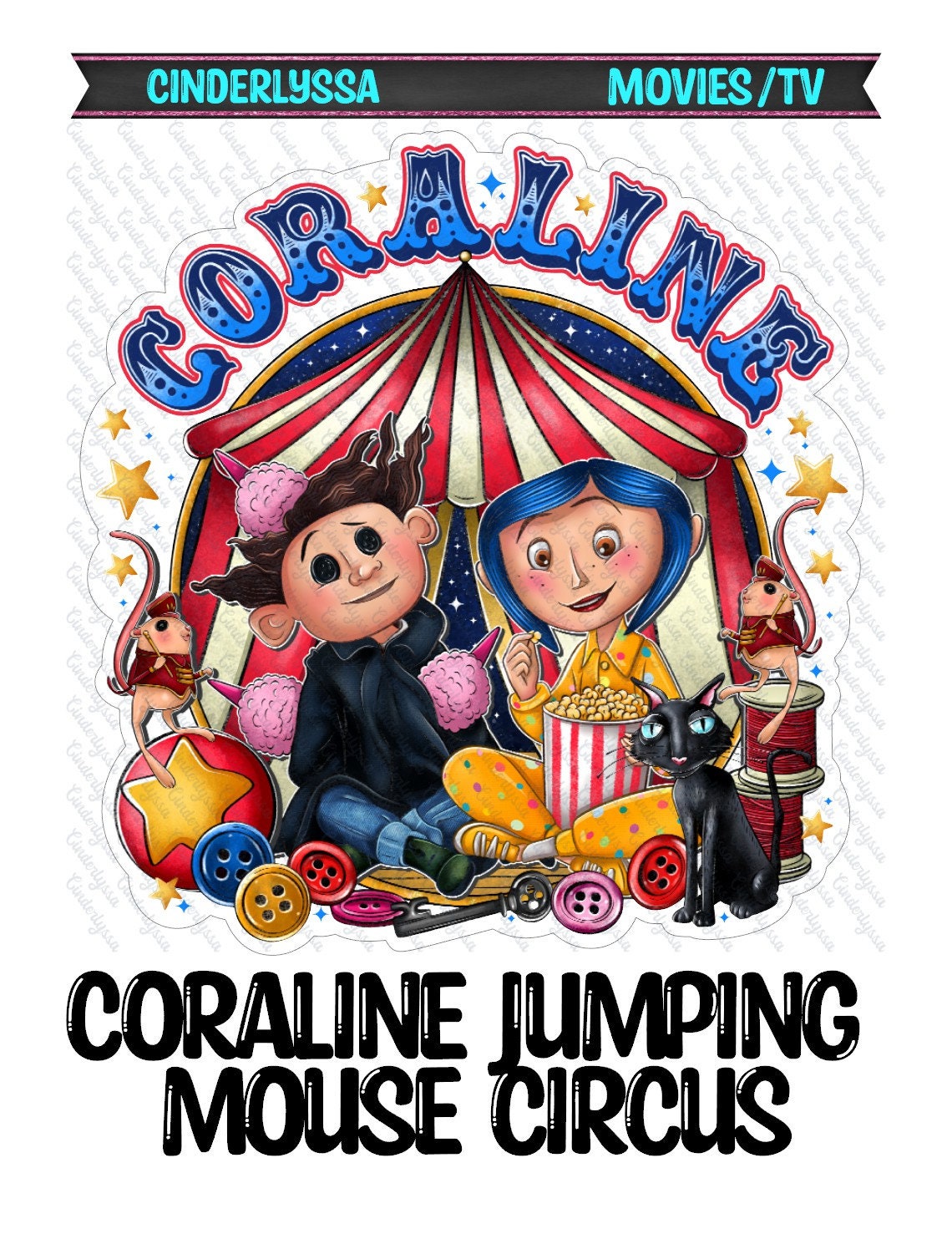 Coraline Jumping Mouse Circus for Silicone Mold, Aroma Bead Molds, Car Freshener Mold, Premium Cardstock Images