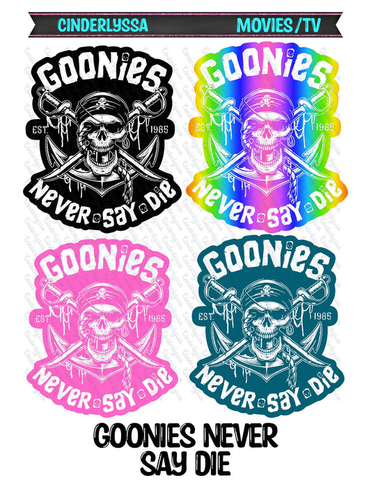 Goonies Never Say Die for Silicone Mold, Aroma Bead Molds, Car Freshener Mold, Premium Cardstock Images