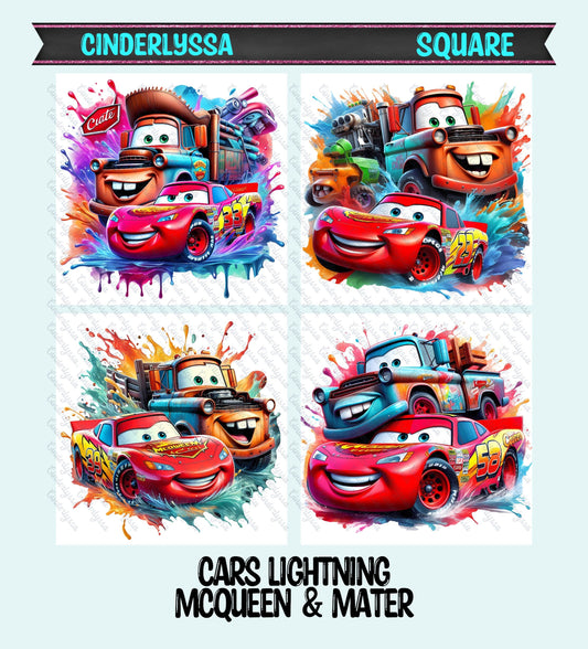 3 inch Square Cars Lightning McQueen & Mater Cardstock Only for freshies - NO MOLD: Car Freshener, aroma bead Molds, Premium Cardstock Image