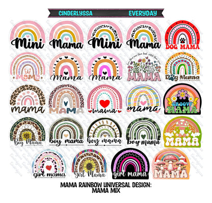 Universal Rainbow Design: Mama Mix - Dog, Boy, Girl, Groovy Mama Silicone Mold, Aroma Bead Molds, Car Freshener Mold, Cardstock Images