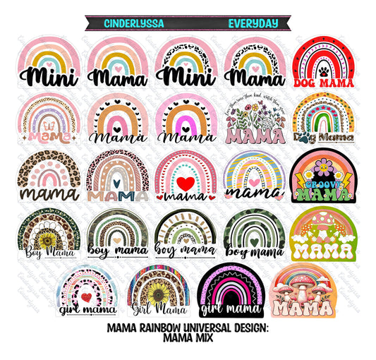 Universal Rainbow Design: Mama Mix - Dog, Boy, Girl, Groovy Mama Silicone Mold, Aroma Bead Molds, Car Freshener Mold, Cardstock Images