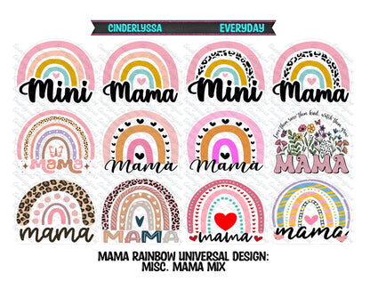 Universal Rainbow Design: Mama Mix - Dog, Boy, Girl, Groovy Mama Silicone Mold, Aroma Bead Molds, Car Freshener Mold, Cardstock Images