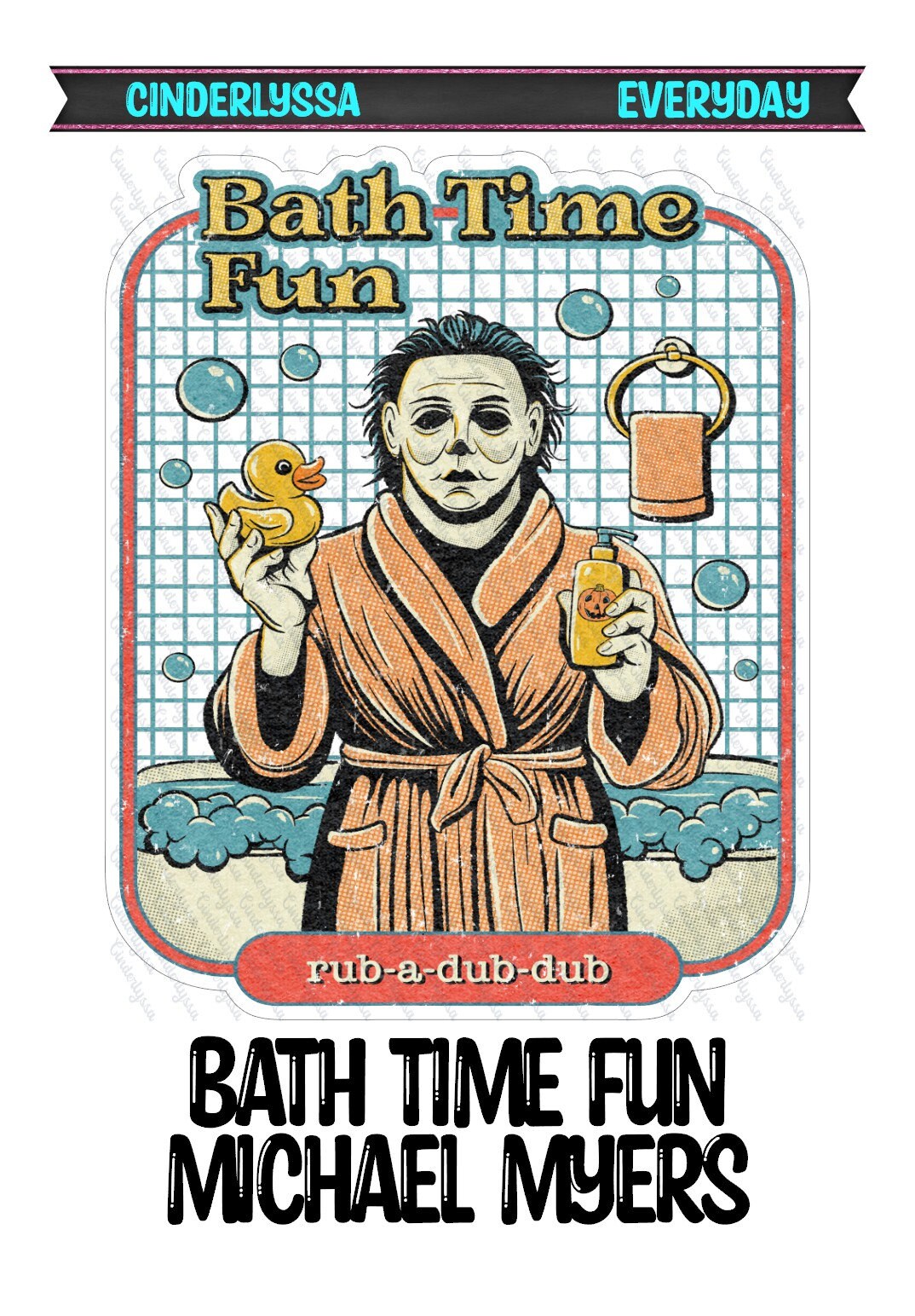 Bath Time Fun Michael Myers in Bath Robe Silicone Mold, Aroma Bead Molds, Car Freshener Mold, Car Freshies, Premium Cardstock Images