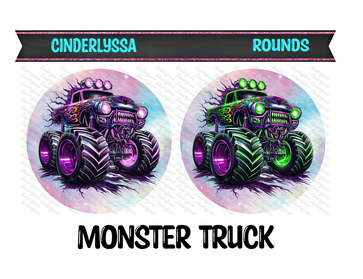 3 inch Round Monster Truck Cardstock Only for freshies -NO MOLD: Aroma Bead Molds, Premium Cardstock Image