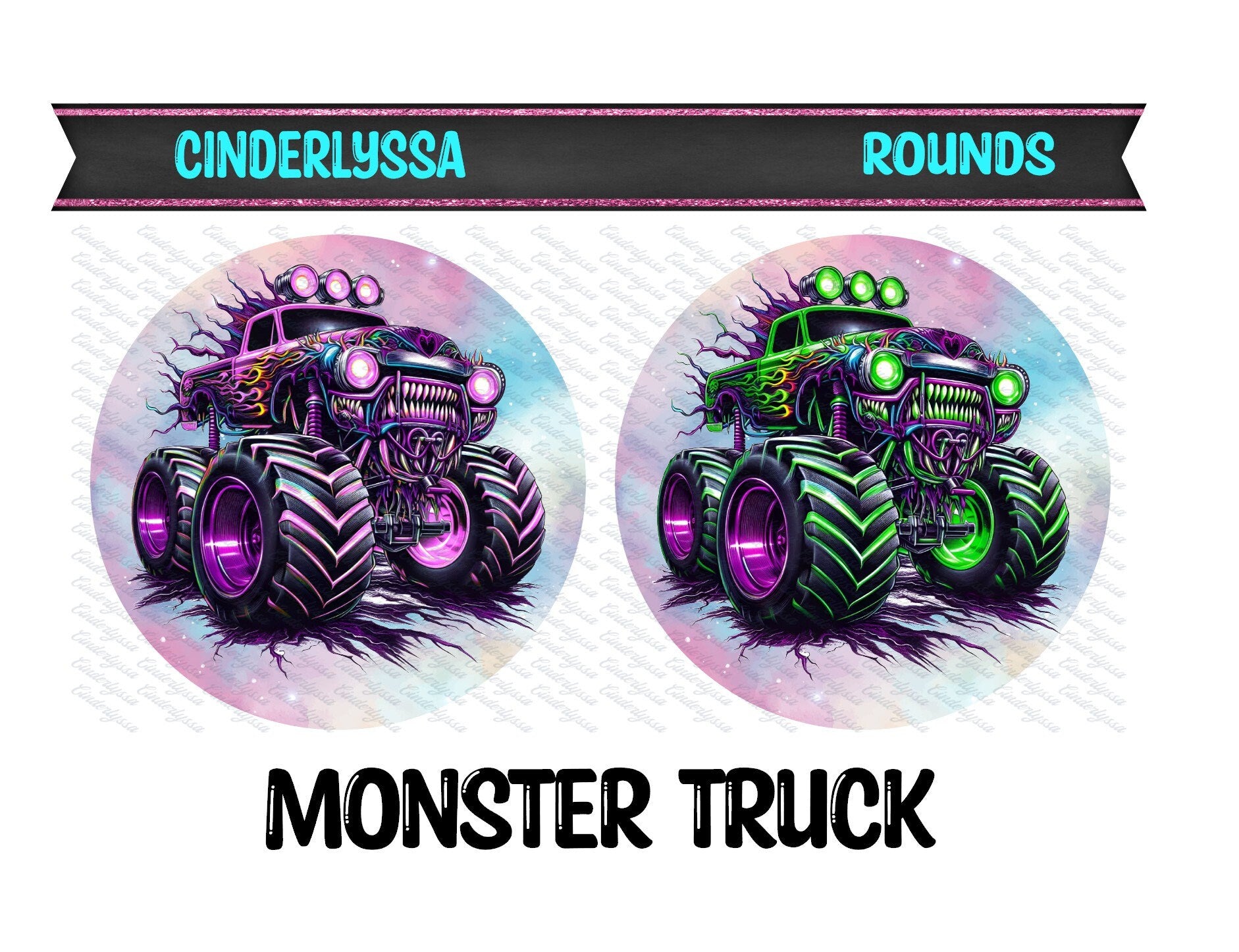3 inch Round Monster Truck Cardstock Only for freshies -NO MOLD: Aroma Bead Molds, Premium Cardstock Image