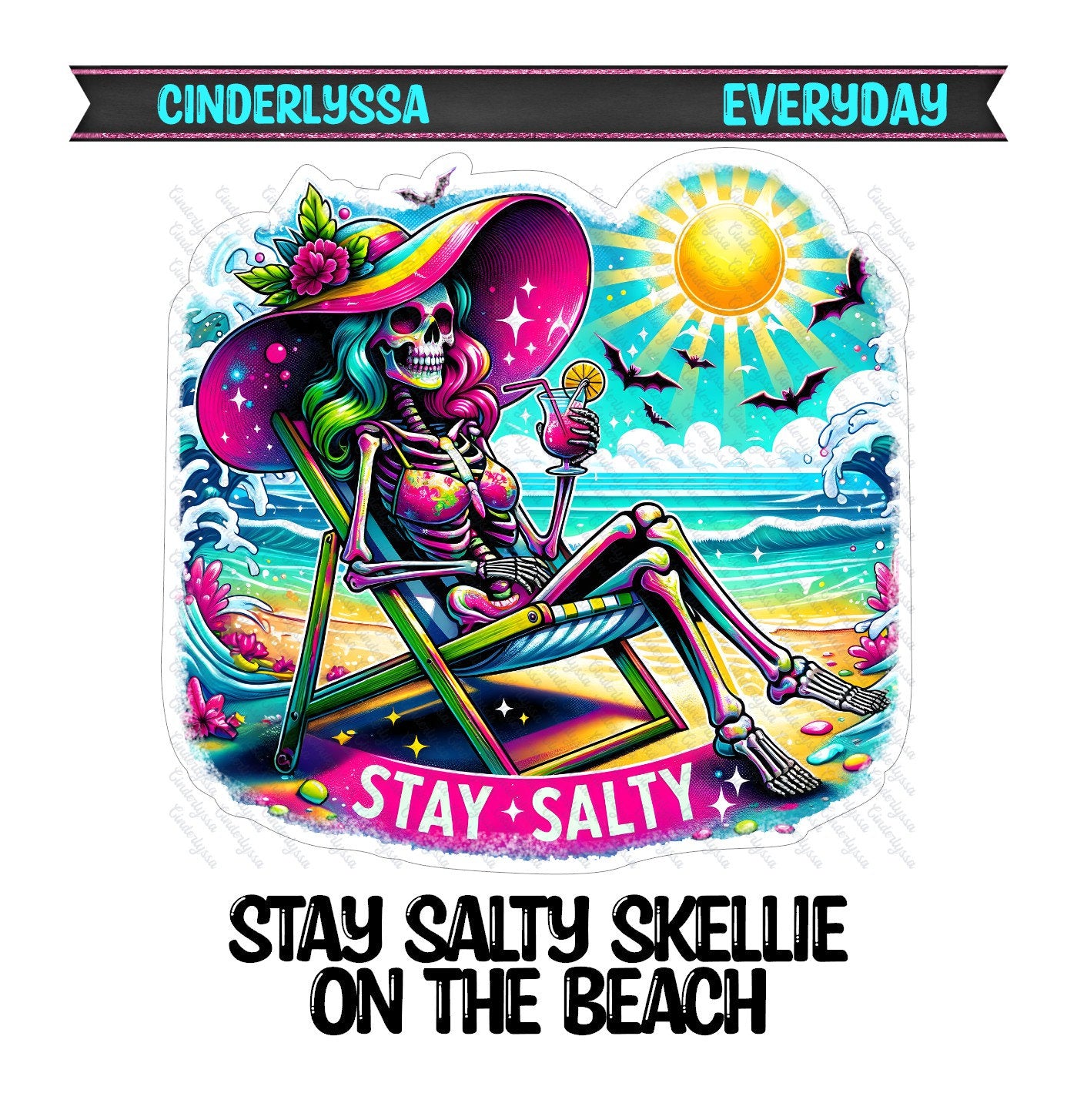 Stay Salty Skellie On The Beach Silicone Mold, Aroma Bead Molds, Car Freshener Mold, Premium Cardstock Images