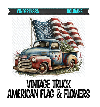 Vintage Truck American Flag & Flowers Silicone Mold, Aroma Bead Molds, Car Freshener Mold, Car Freshies, Premium Cardstock Images