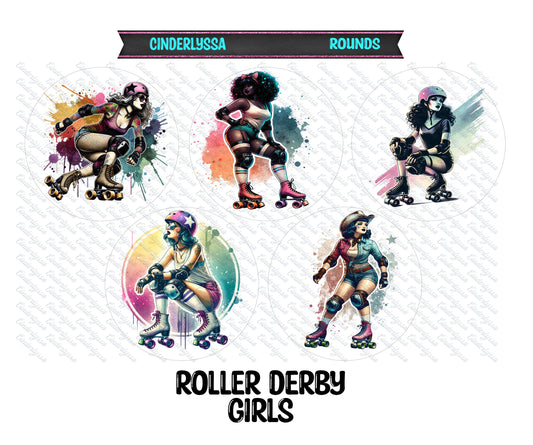 2.5 inch Round Roller Derby Girls Cardstock Only for freshies: for Aroma Bead Silicone Molds, Freshie, Premium Cardstock Images - NO MOLD