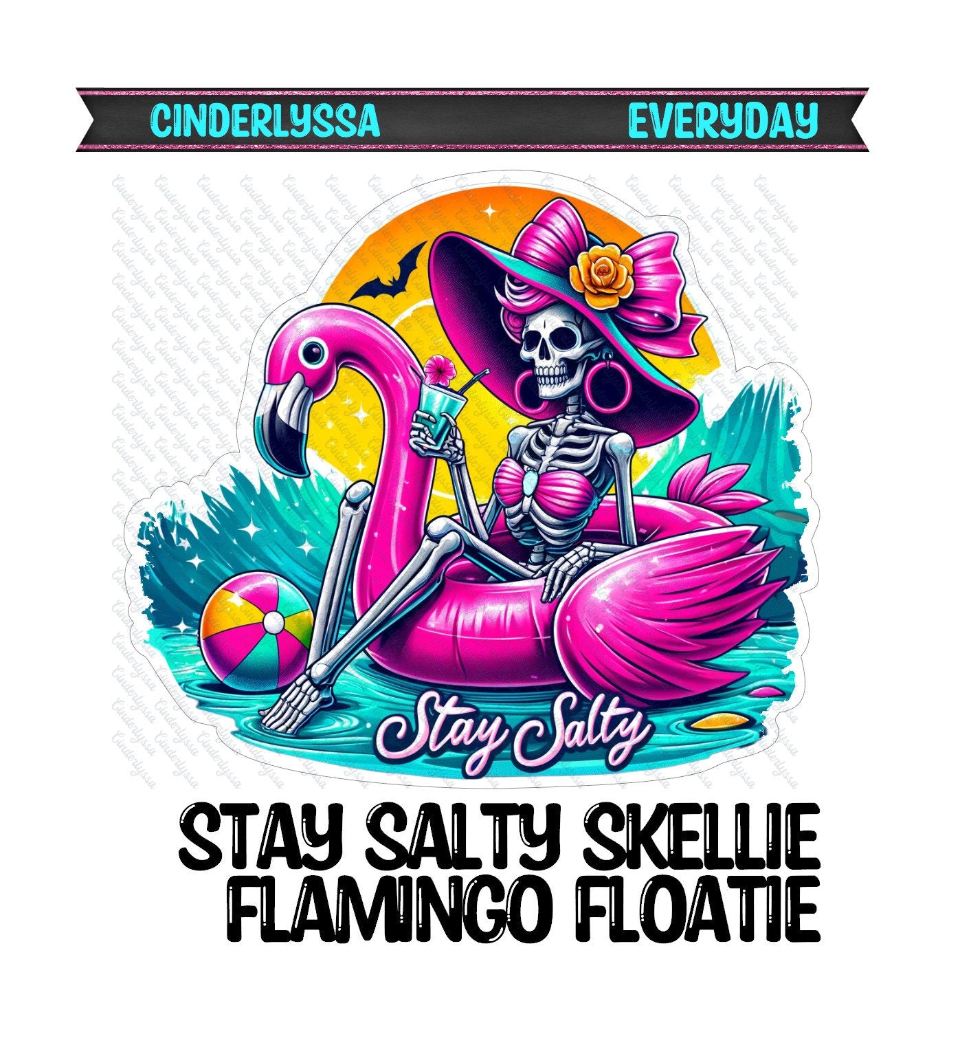 Stay Salty Skellie Flamingo Floatie Silicone Mold, Aroma Bead Molds, Car Freshener Mold, Premium Cardstock Images