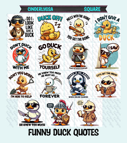 3 inch Square: Funny Duck Quotes Theme Cardstock/Picture With Beveled Edge Silicone Mold, Aroma Bead Molds, Car Freshener Mold