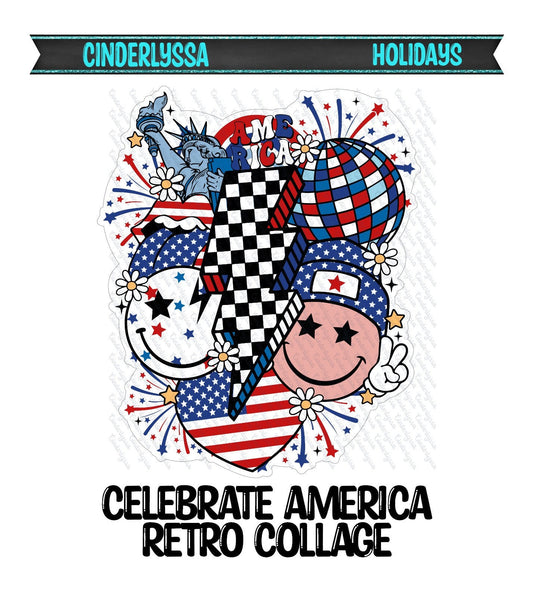 Celebrate America Retro Collage Silicone Mold, Aroma Bead Molds, Car Freshener Mold, Car Freshies, Premium Cardstock Images