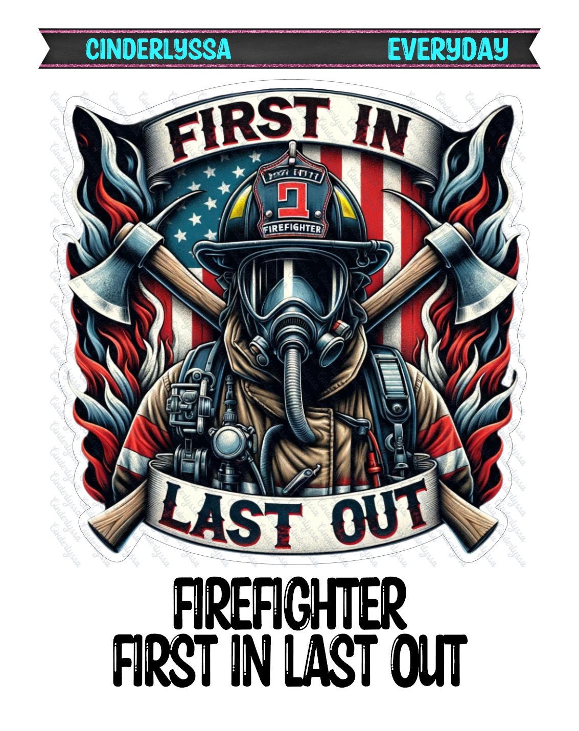 Firefighter: First In Last Out Silicone Mold, Aroma Bead Molds, Car Air Freshener Mold, Premium Cardstock Images