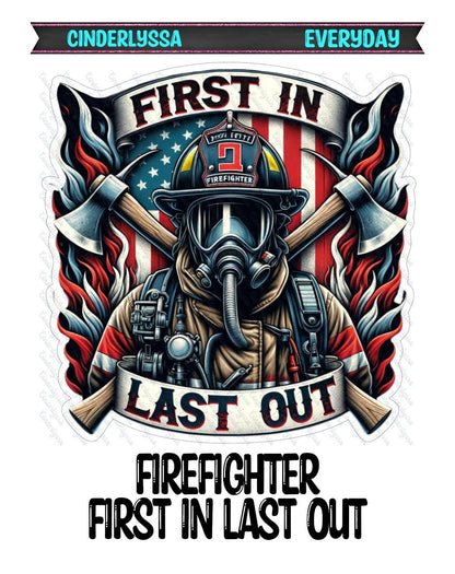 Firefighter: First In Last Out Silicone Mold, Aroma Bead Molds, Car Air Freshener Mold, Premium Cardstock Images