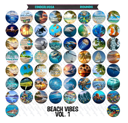 3 inch Round Beach Vibes Vol. 1 Cardstock Only for freshies -NO MOLD: for Aroma Bead Silicone Molds, Car Freshener, Premium Cardstock Image