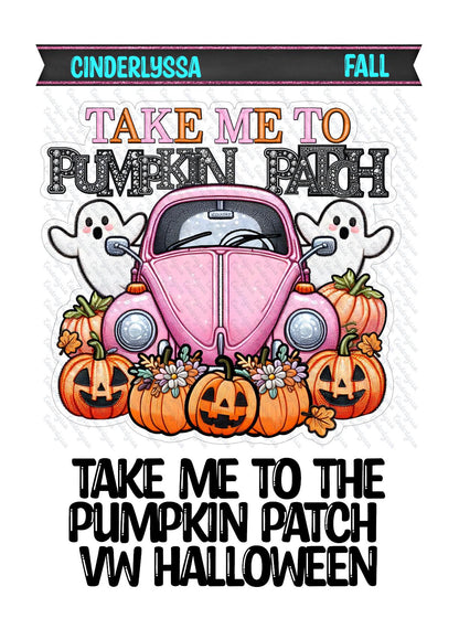 Take Me To The Pumpkin Patch Pink VW Halloween Silicone Mold, Aroma Bead Molds, Car Freshener Mold, Car Freshies, Premium Cardstock Images