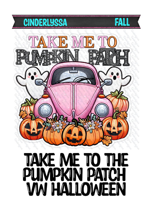 Take Me To The Pumpkin Patch Pink VW Halloween Silicone Mold, Aroma Bead Molds, Car Freshener Mold, Car Freshies, Premium Cardstock Images
