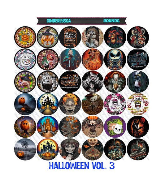 2.5 inch Round Halloween Vol. 3 Cardstock Only for freshies: Aroma Bead Molds, Premium Cardstock Images-NO MOLD