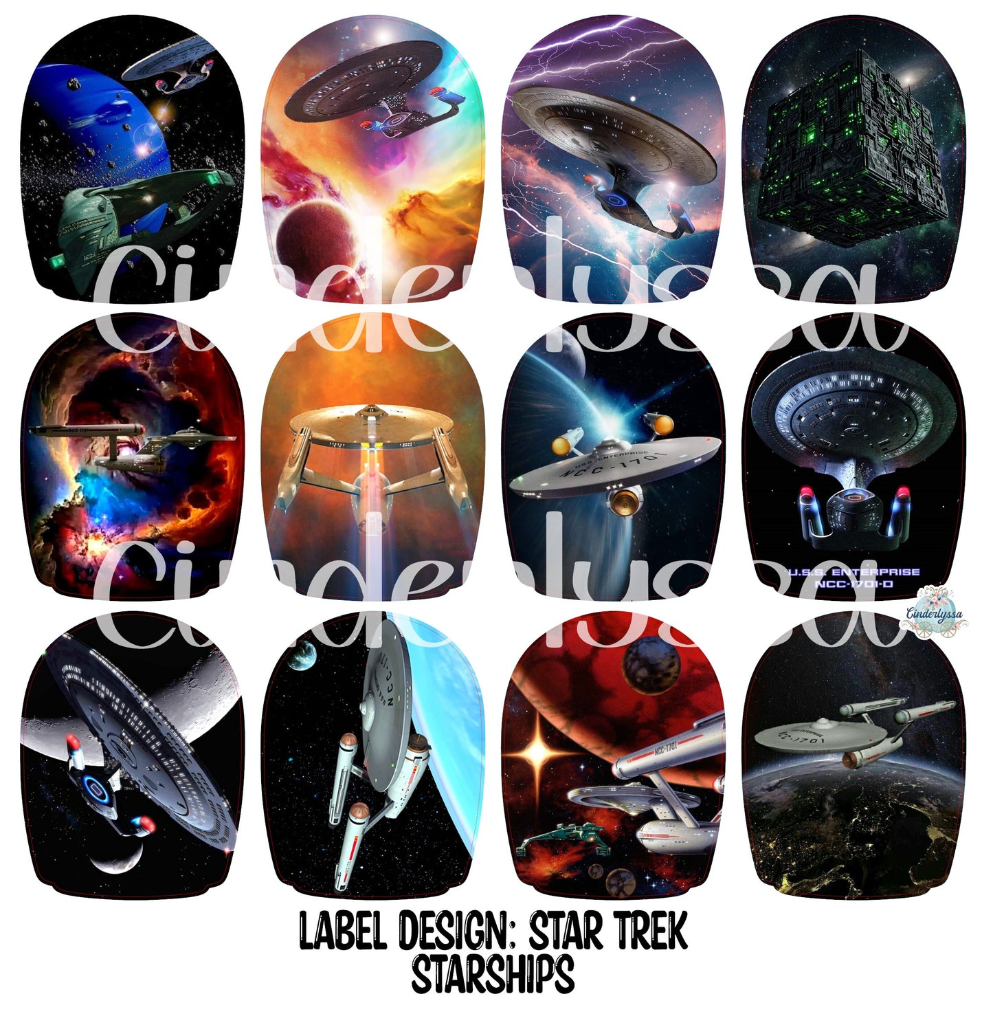 Label Design: Star Trek Starships Cardstock Silicone Mold, Aroma Bead Molds, Car Freshies, Premium Cardstock Images