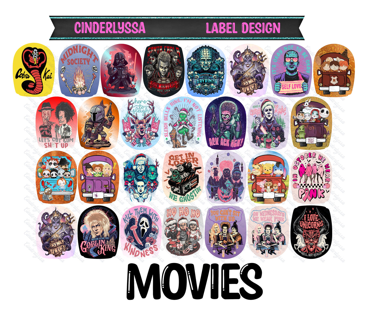 Label Design: Movies Cardstock Silicone Mold, Aroma Bead Molds, Car Freshies, Premium Cardstock Images