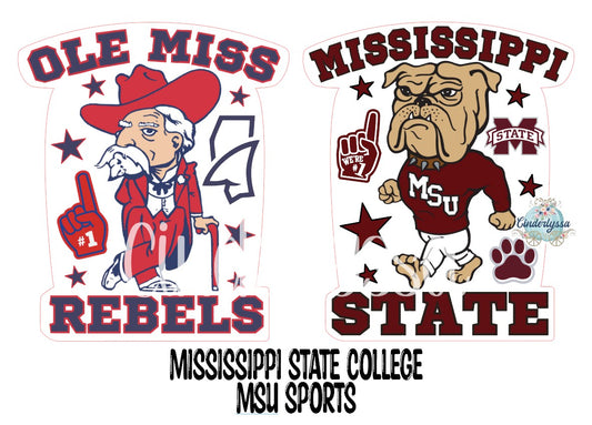 Mississippi State Bulldogs MSU & Ole Miss Rebels Cardstock Silicone Mold, Aroma Bead Molds, Premium Cardstock Images