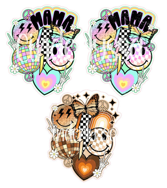 Retro Mama Collage: Disco Ball, Smiley Face, Lightning Bolt, hearts Cardstock Silicone Mold, Aroma Bead Molds, Premium Cardstock