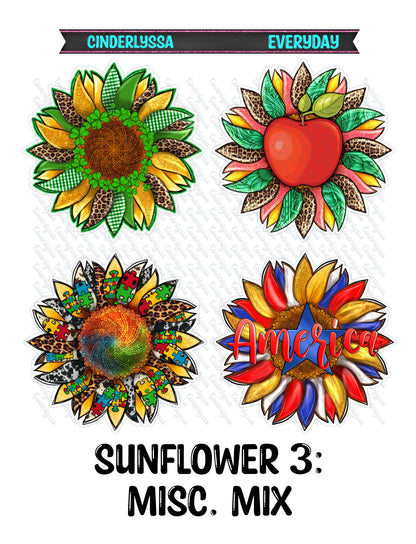 Sunflowers Mold Version 3 - Leopard, Peace Sign, Mom, Hello Spring, Aroma Bead Moldss, Premium Cardstock Images