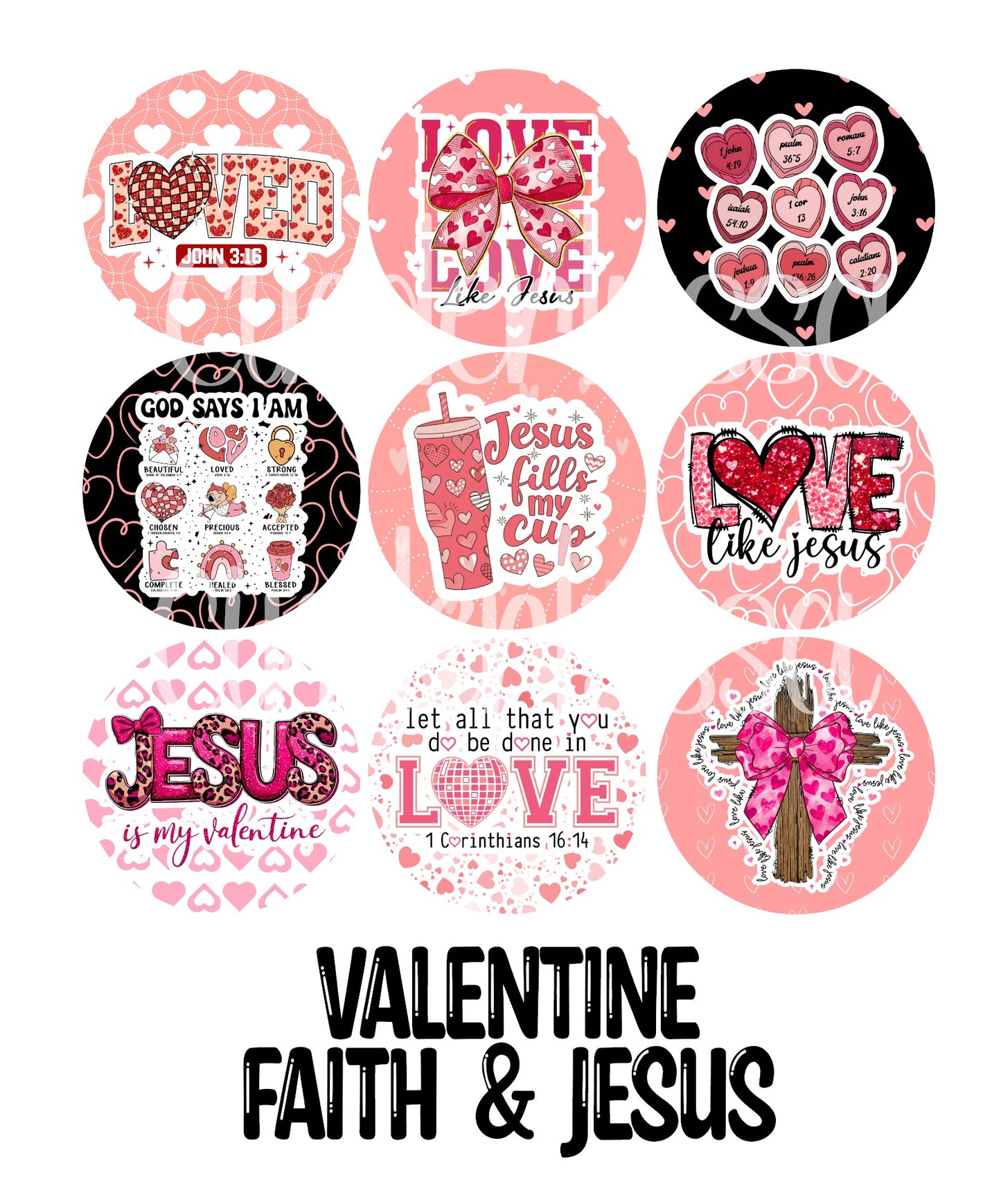 3 inch Round Valentine Faith/Jesus Cardstock Only for freshies: for Aroma Bead Molds, Premium Cardstock Images