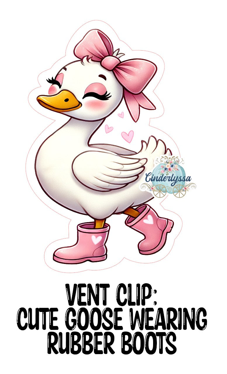 VENT CLIP: Cute Goose Wearing Rubber Boots Two Cavity Small Vent Clip Size Cardstock Silicone Mold, Aroma Bead Molds, Premium Cardstock Images