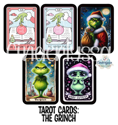 Tarot Cards: The Grinch Theme Dual Cavity Cardstock Silicone Mold, Aroma Bead Molds, Premium Cardstock Images
