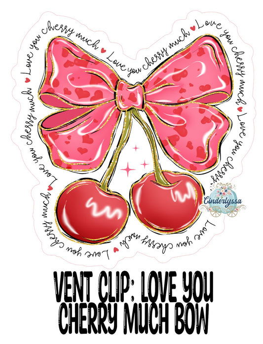 VENT CLIP: Love You Cherry Much Bow Two Cavity Small Vent Clip Size Cardstock Silicone Mold, Aroma Bead Molds, Premium Cardstock Images