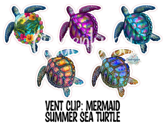 VENT CLIP: Mermaid Summer Sea Turtle Two Cavity Small Vent Clip Size Cardstock Silicone Mold, Aroma Bead Molds, Premium Cardstock Images