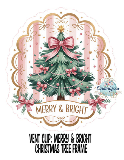 VENT CLIP: Merry & Bright Christmas Tree Frame Two Cavity Small Vent Clip Size Cardstock Silicone Mold, Premium Cardstock Images