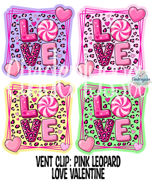 VENT CLIP: Pink Leopard Love Valentine Two Cavity Small Vent Clip Size Cardstock Silicone Mold, Aroma Bead Molds, Premium Cardstock Images